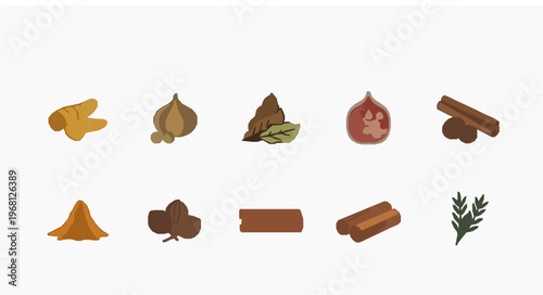 Regional spice grid: Indian, Middle Eastern, and European spices