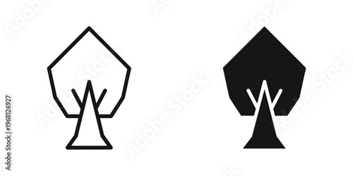 Contrasting visual styles of spade symbols in outline and solid black versions