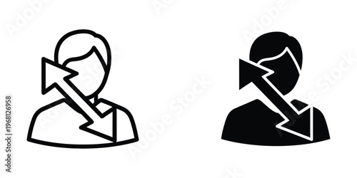 Two icons representing broken communication or connection between individuals.
