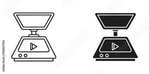 Comparison of old and modern video player device designs with projector attachments