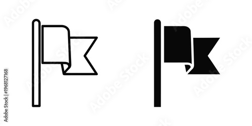 Contrasting graphic design of a flag with a black and white version and a filled version