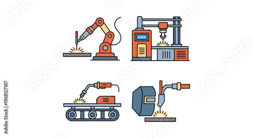 Automated Welder Line art modern abstract vector