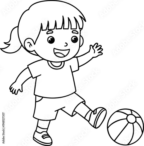 Little girl playing with soccer ball 1.