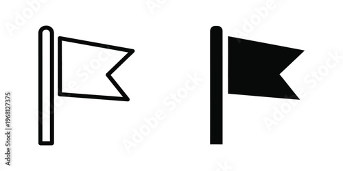 Comparison of a white and black flag on poles with different styles