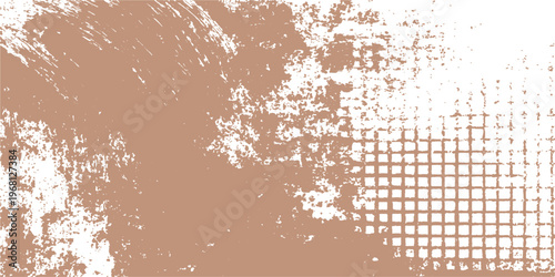 Abstract artistic grunge texture, with a raw and weathered aesthetic. The image showcases a blend of coarse brushstrokes and a dot grid pattern. 