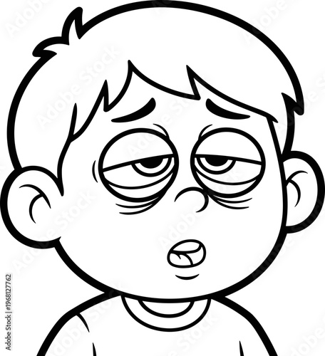 Tired little boy with sleepy eyes.