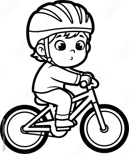 Toddler Riding Bike With Helmet On.