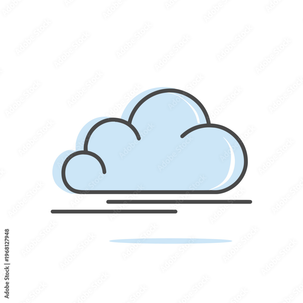 Fototapeta premium Simple Blue Cloud Icon Isolated
