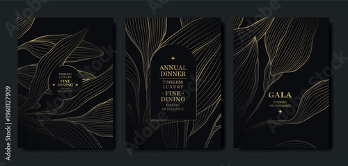 Luxury gold floral background with an elegant frame, delicate line flowers, ornamental leaves. Premium vector design for wedding invitations, gala cards, birthday flyers, monograms