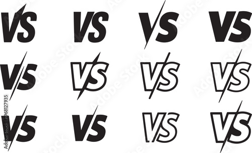 Multiple bold versus signs isolated on transparent background for competition design elements