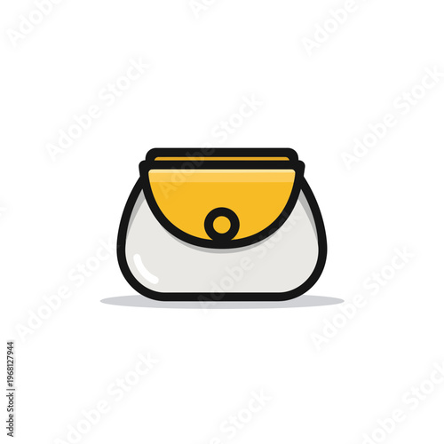 Simple coin purse icon with yellow accent