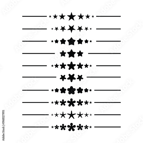 Star frame border horizontal line shape icon for decorative vintage doodle element for design in vector illustration