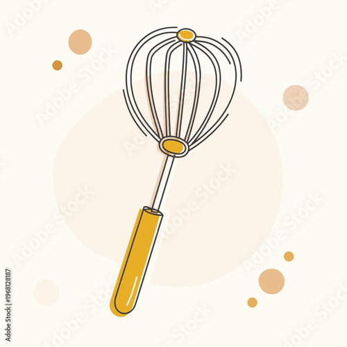 Simple Yellow Whisk Kitchen Utensil Illustration