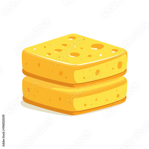 Stack of Two Yellow Kitchen Sponges