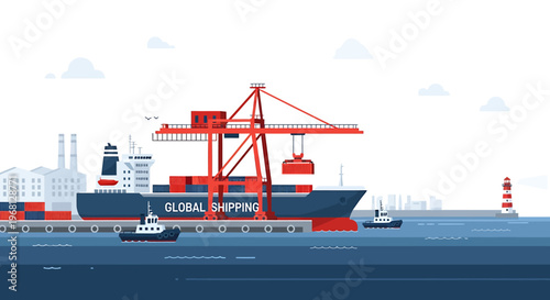 Large cargo ship in the harbor.