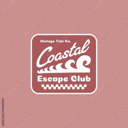 Vintage surf design template for surf club, surf shop, surf merch.