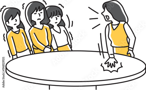 叱る上司の女性にビビる女性社員