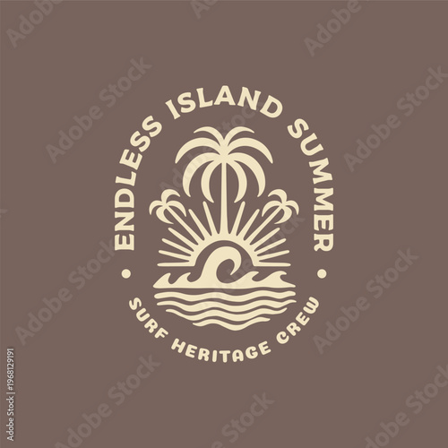 Vintage hand drawn surf design template for surf club, surf shop, surf merch.
