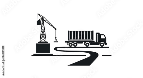 Truck with crane lifting heavy load.