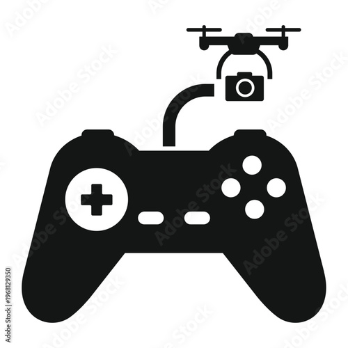 A drone controlled by a remote controller shows war effect on technology