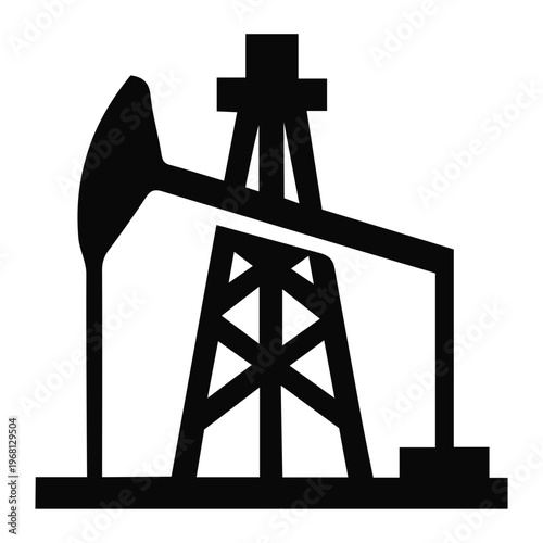 Silhouette illustration of a classic oil pump jack at a well site, symbolizing the petroleum industry and energy extraction
