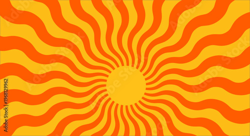 Abstract sunburst design featuring radiating lines in shades of orange and yellow.