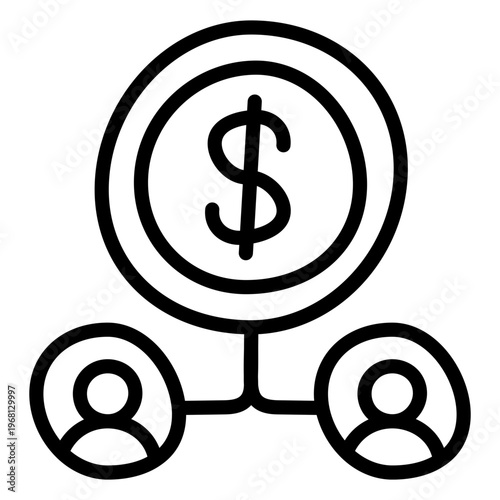 Dollar with avatars showcasing shareholders icon 
