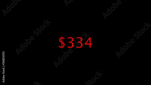 Financial Growth Concept: Digital Dollar Counter Rapidly Increasing on Black Background
