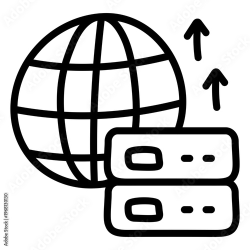 A linear icon style of global server 