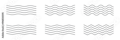 Wave line and wavy zigzag lines. Black underlines wavy curve zig zag line pattern in abstract style. Vector Illustration . EPS 10 .
