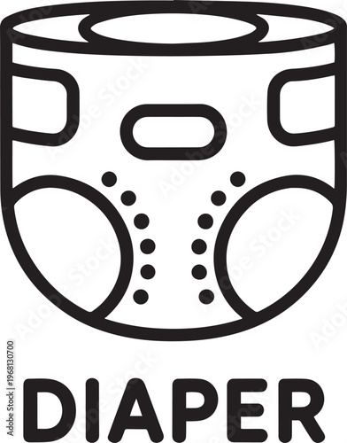 Simple flat design icon of a baby diaper isolated on transparent background