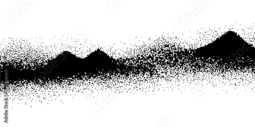 Abstract a striking black silhouette of mountain peaks against a clean backdrop, evoking a sense of tranquility. capturing the essence of wilderness.