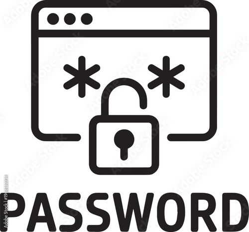Simple flat design password protection icon isolated on transparent background for security concepts