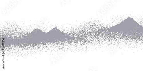 Abstract silhouette of rolling hills or mountains, created with textured effect in grayscale. Simplistic visual, perfect for various design uses.