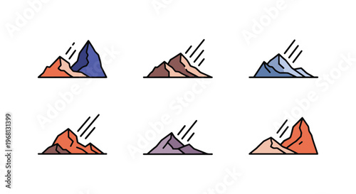 Avalanche Line art vector set clean abstract color shapes