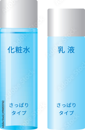 シンプルな化粧水と乳液のボトルセット（さっぱりタイプ）