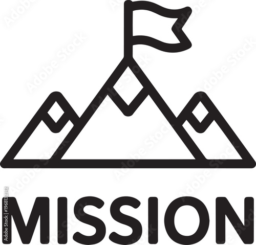 Simple minimalist triangular mission or goal achievement symbol isolated on transparent background