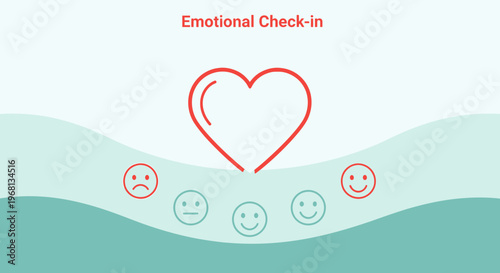 Emotional Check-in Heart and Smiley Faces - Mental Health Awareness