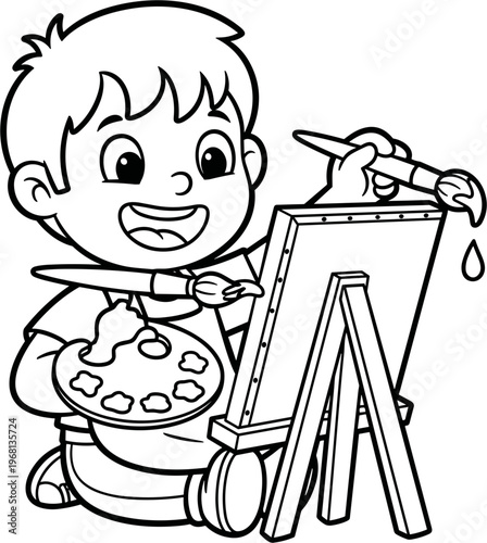 Boy painting on an easel 1.