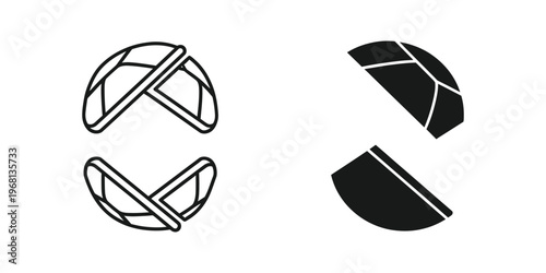 Abstract geometric shapes resembling twisted loops and segmented hemispheres