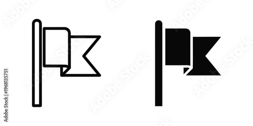Comparison of outline and filled flagpole with attached triangular flag designs