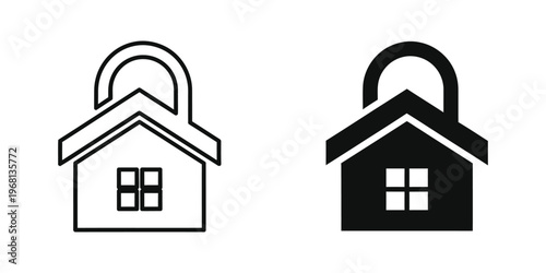 Contrast between a secure and an insecure house icon representation