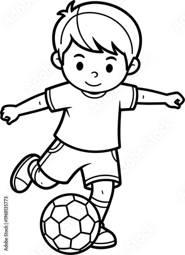 Boy Playing Soccer with Ball.