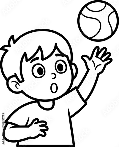 Boy playing with a tennis ball.