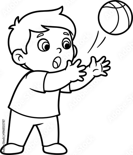 Boy playing with a volleyball outdoors.