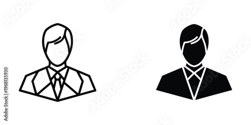 Contrasting silhouettes of professional men in formal attire against a plain background