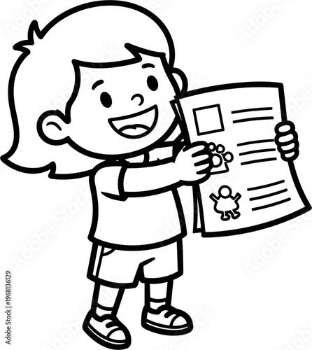 Child Holding Colorful Drawing Paper.