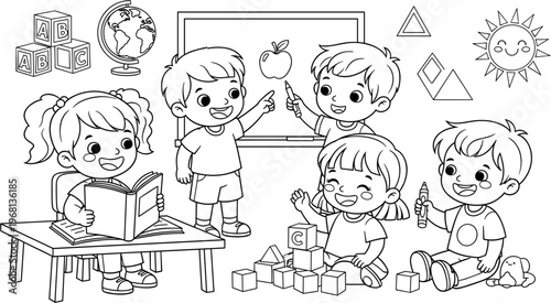 Children playing and learning together.