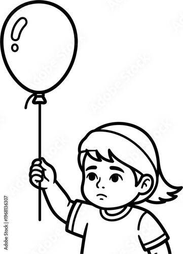 Concerned child holding a balloon.