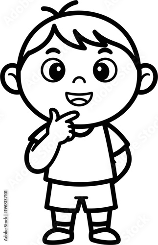 Little Boy Thinking Smiling Face.